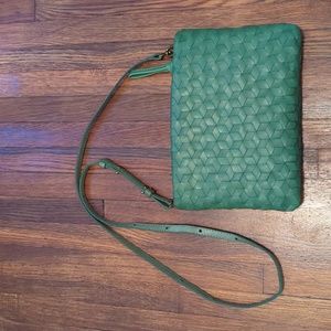 NWT Madewell Woven Leather Puff Crossbody, Sweet Basil